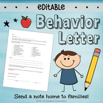 Preview of Behavior Letter - Send Home to Families