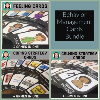 Preview of Behavior Management Card Game Bundle:  Feelings & Calm Down Strategies