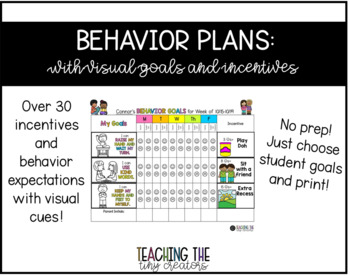 Preview of Behavior Management Chart with Visuals