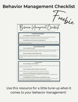Preview of Behavior Management Checklist