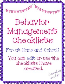 Preview of Behavior Management Checklists: At home & school