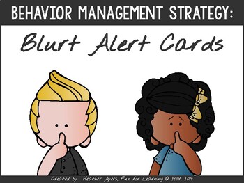 Preview of Behavior Management - Cue Cards for Blurting out, Impulsivity