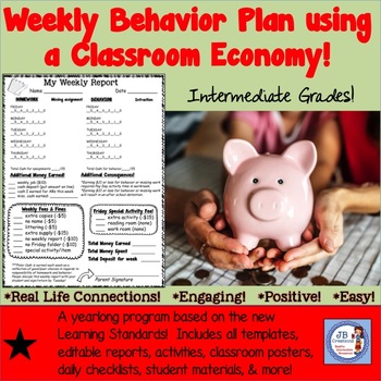 Preview of Weekly Behavior Plan for 4th Grade (economics based)