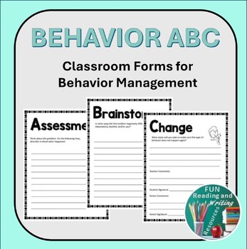 Preview of Middle School Behavior Management Forms Printable and Digital Easel Activity