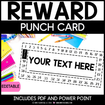 Classroom Management Reward System Punch CARDS - EDITABLE