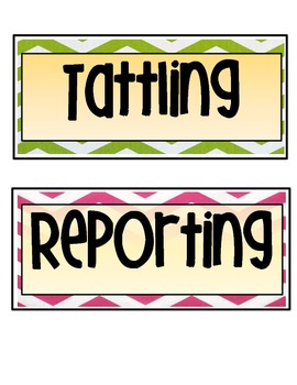 Tattling Vs Reporting Anchor Chart