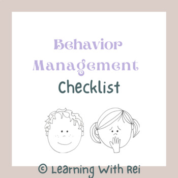 Preview of Behavior Management in the Classroom Checklist