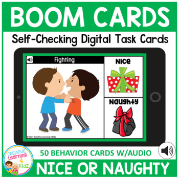 Preview of Behavior Nice or Naughty Christmas Boom Cards for Distance Learning