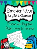 Behavior Note English and Spanish