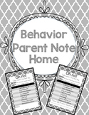 Behavior Note Home for Parents