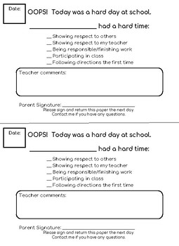 Notes Home To Parents Printables
