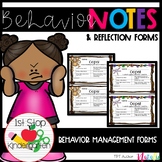 Behavior Notes for Parents and Reflection Forms
