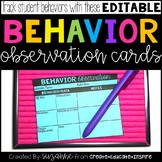 Behavior Observation Cards (EDITABLE)