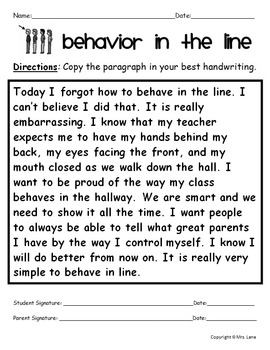 behavior essay for elementary students to copy