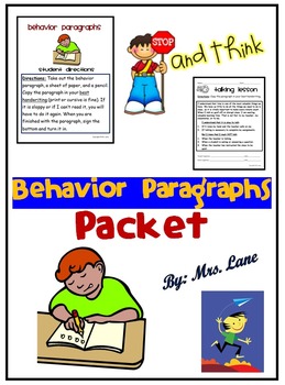 Preview of Behavior Paragraphs Packet (A Great Classroom Management Tool!)