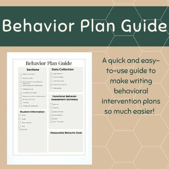 Preview of Behavior Plan Writing Guide for IEP 