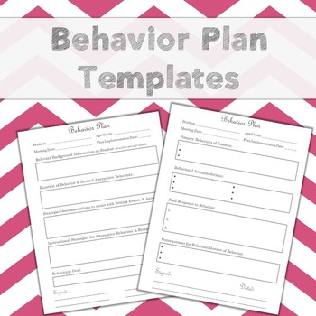 Preview of Behavior Plan Templates