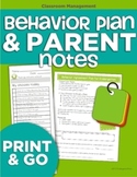 Behavior Plan and Parent Notes