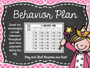 Preview of Behavior Plan for Off Task Behavior Freebie Set!