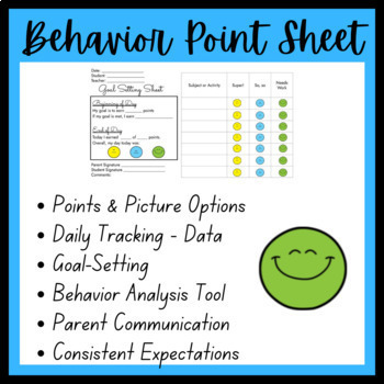 Preview of Behavior Point Sheet & Daily Goal Setting