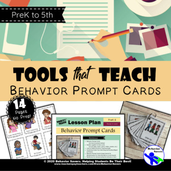 Preview of Behavior Prompt Cards-Positive Behavior Supports-PreK-5 No Prep Resource