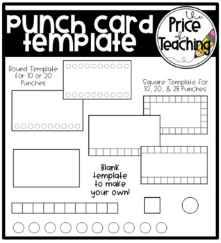 Preview of Behavior Punch Card Template (The Price of Teaching Clipart Set)