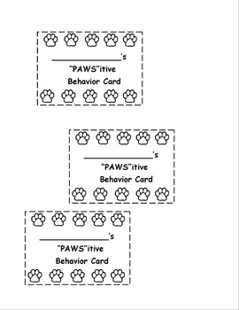 Preview of Behavior Punch Cards
