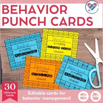 Preview of Behavior Punch Cards EDITABLE