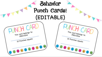 Behavior Punch Cards - Editable  Behavior punch cards, Punch