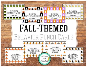 Preview of Behavior Punch Cards (Fall Themed)
