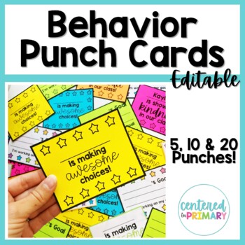 Preview of Behavior Punch Cards | Positive Behavior Management | EDITABLE