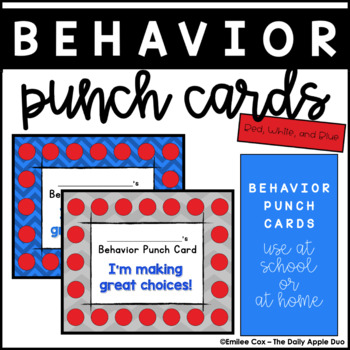 Preview of Behavior Punch Cards: Red, White, and Blue