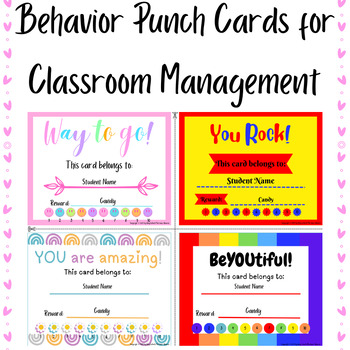 Behavior Punch Cards for Classroom Management (EDITABLE!) -Miss Martinez  Alvarez