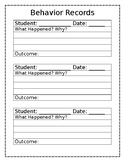 Behavior Recording Sheet