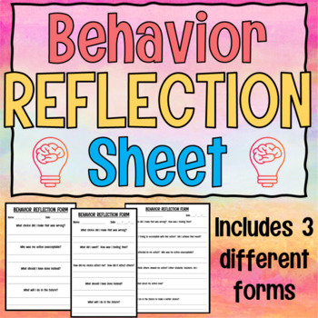Preview of Elementary Behavior Reflection Sheet