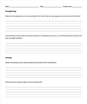 Behavior Reflection Form | Restorative | SEL | High School by Shakera Ross