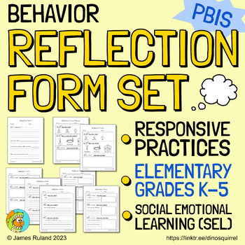 Preview of Behavior Reflection Form Set: Elementary K-5 - SEL, Responsive Practices, PBIS
