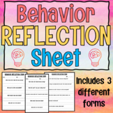 Elementary Behavior Reflection Sheet
