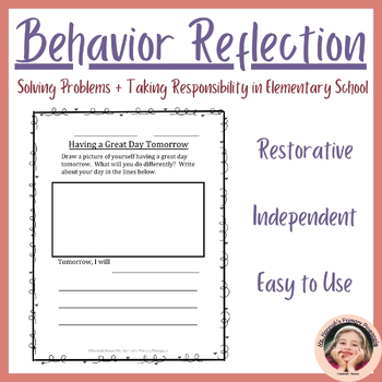 Preview of Behavior Reflection Restorative Justice Independent Work Packet Activities/ ISS