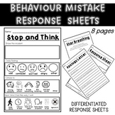 Behavior Reflection Response Sheet /Consequence Sheet, Apo