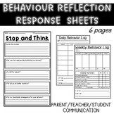 Behavior Reflection Response Sheet /Parent Communication/ 