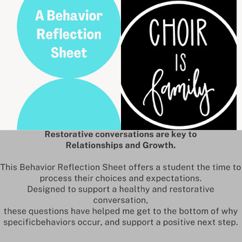 Preview of Behavior Reflection Sheet