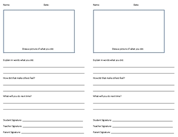 Preview of Behavior Reflection Sheet