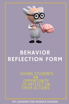 Preview of Behavior Reflection Sheet - Middle School