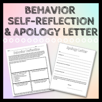Preview of Behavior Reflection Sheet & Apology Letter - RESTORATIVE DISCIPLINE