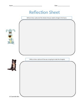 Preview of Behavior Reflection Sheet - Primary  3 Different PBIS Guidance Counseling