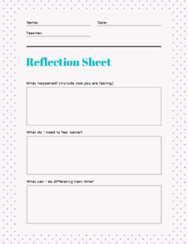 Behavior Reflection Sheets by Crafty Counseling | TpT