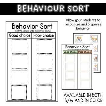 Preview of Behavior Reflection Sorting Activity- Social Skills Development