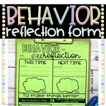 Preview of Behavior / Behaviour Reflection Student Tool