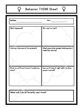 Preview of Restorative Justice "THINK" Sheet